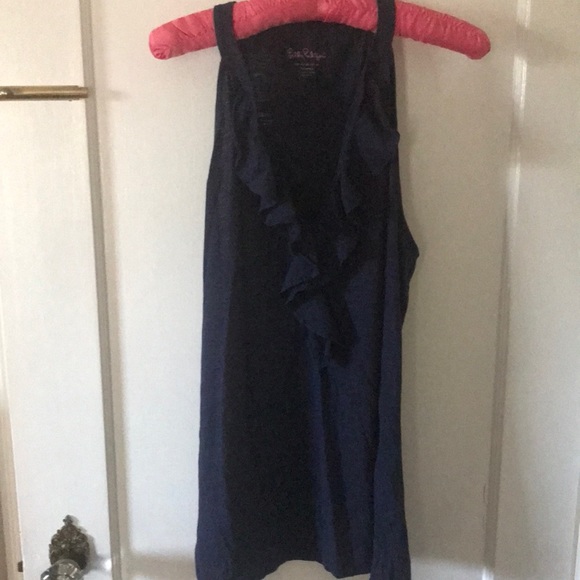 Lilly Pulitzer Tops - Lilly Pulitzer Navy Blue Ruffle Tank Top